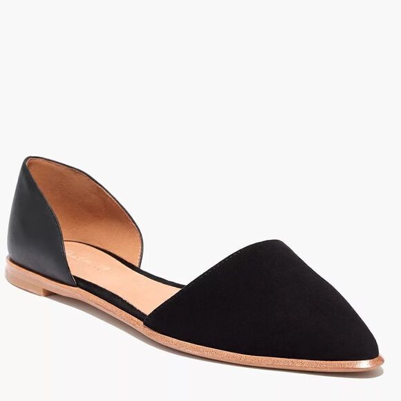 EUC Madewell The Arielle d'Orsay Flat in Black Leather and Suede - 6.5 - Picture 1 of 7